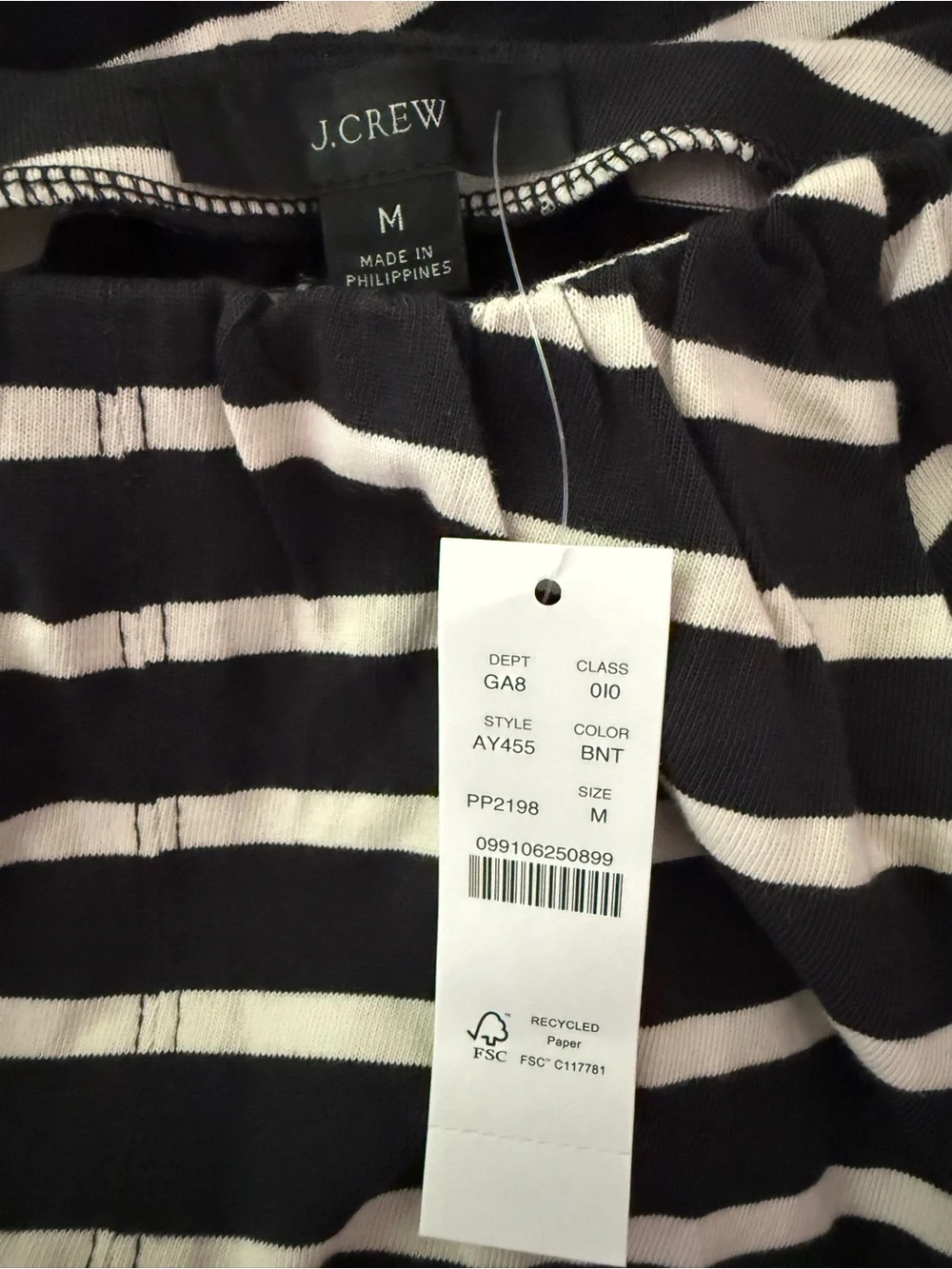 J. Crew Black and White Striped Off-Shoulder Blouse